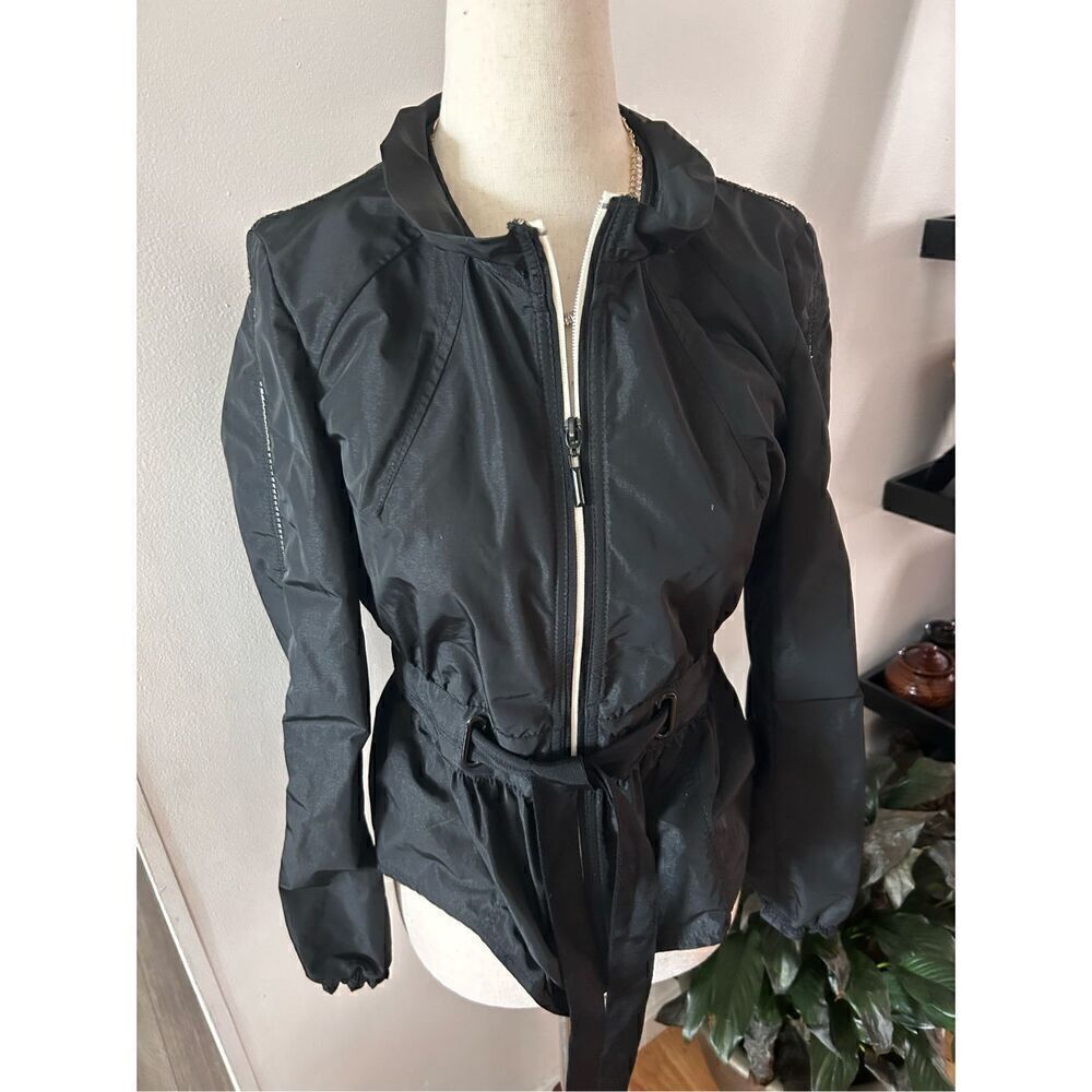 white house black market designer fashion jacket black size 0 windbreaker